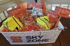 Sky Zone Basket- Fun Pak for 4  ( Sky Zone, San Marcos) 4- 60min jump coupons, 4- T-shirts,             4- Pair jumping socks, 5- pencils