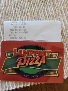 Lamppost Pizza $35 Gift Certificate